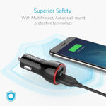 شاحن سيارة Power Drive بمنفذين بقوة 24 واط من Anker | أسود