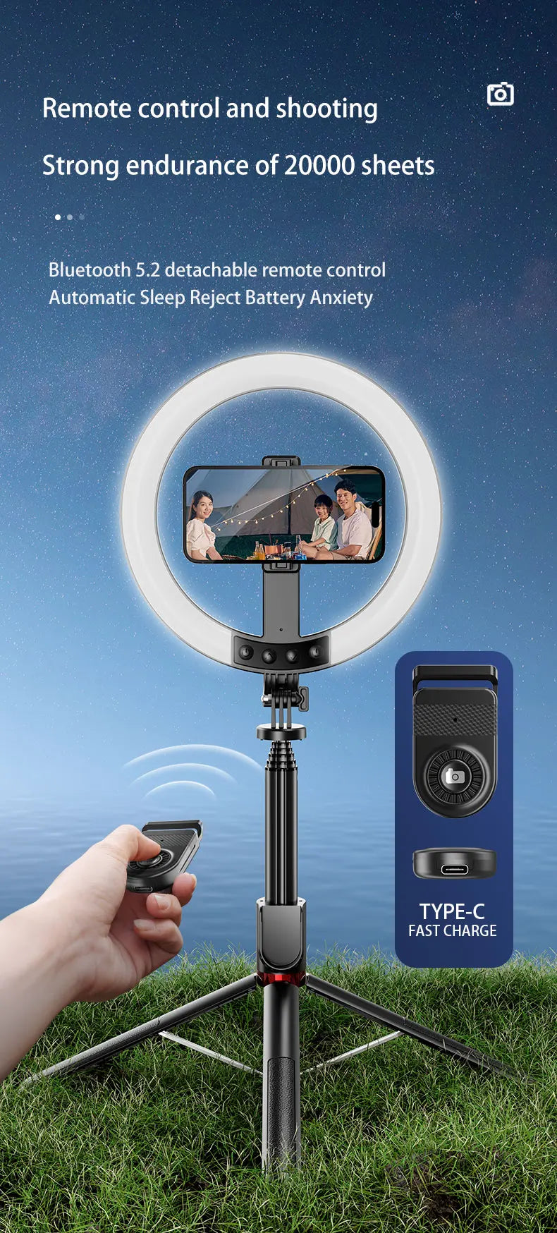 مجموعة إضاءة حلقة سيلفي Vlog Lumexpod من ليزل مقاس 10 بوصة مع جهاز تحكم عن بعد