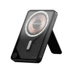 Momax Power X Pro Magnetic Wireless Power Bank – 5000 mAh, Includes Kickstand & Built-in USB-C Cable | Black