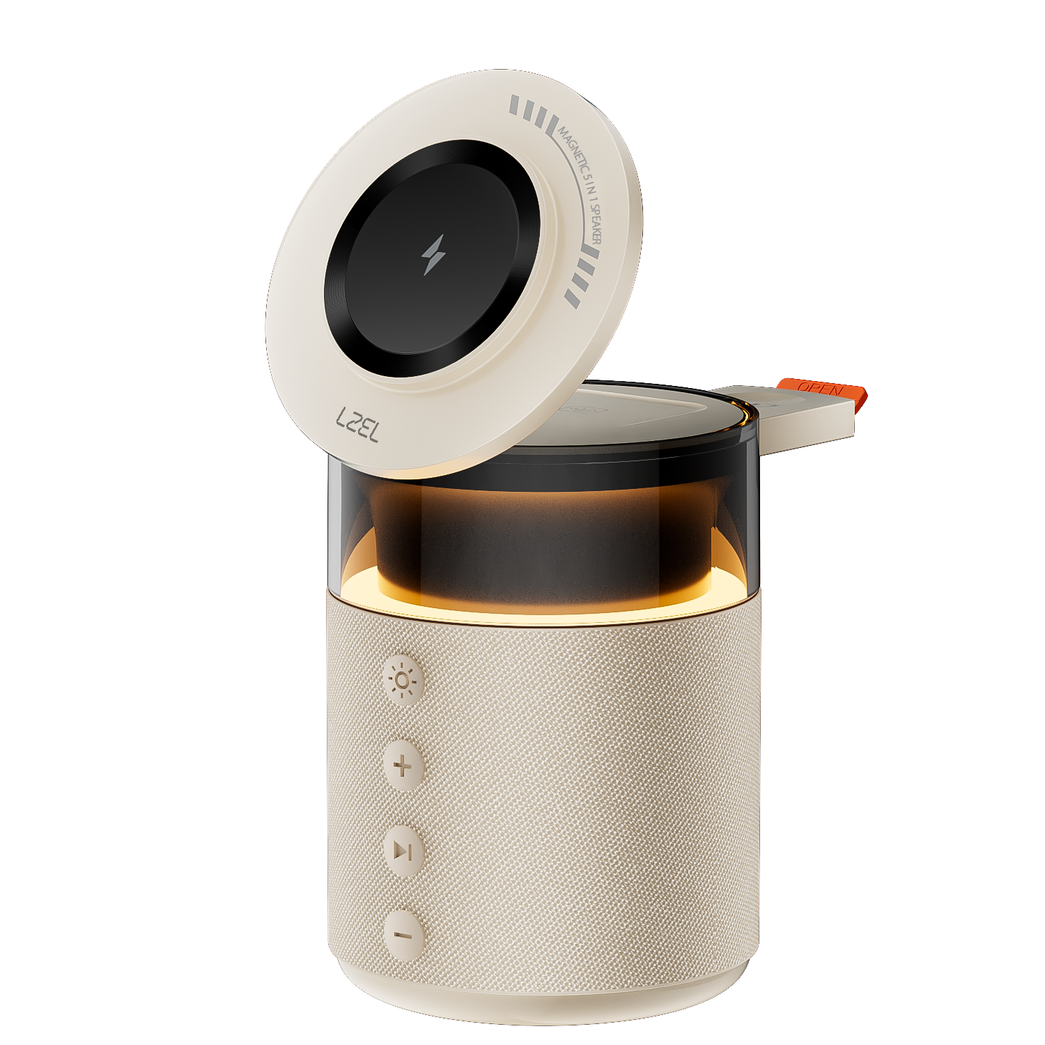 LZEL SonicGlow Pulse – Wireless Charger & Bluetooth Speaker | Gold