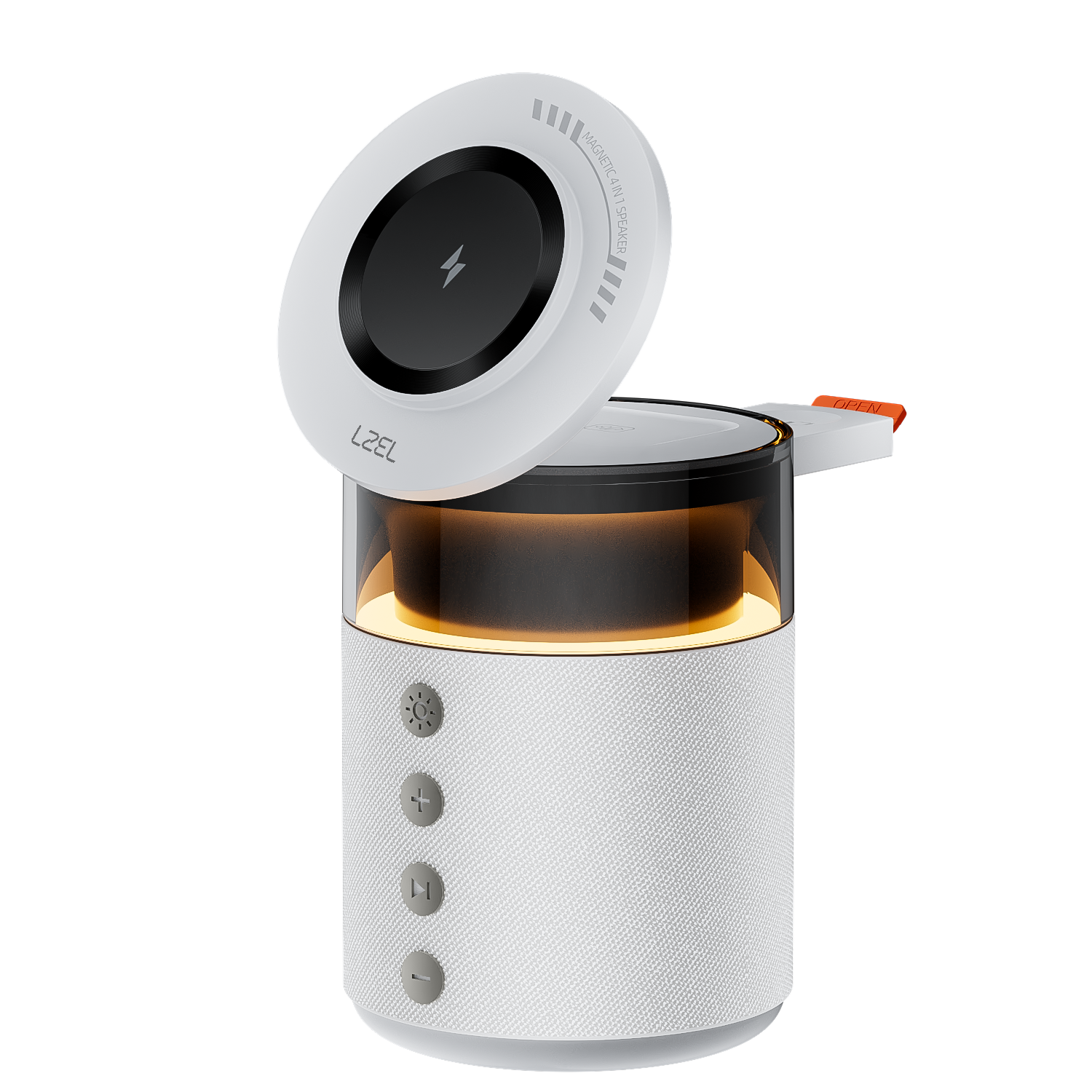 LZEL SonicGlow Pulse – Wireless Charger & Bluetooth Speaker | Silver