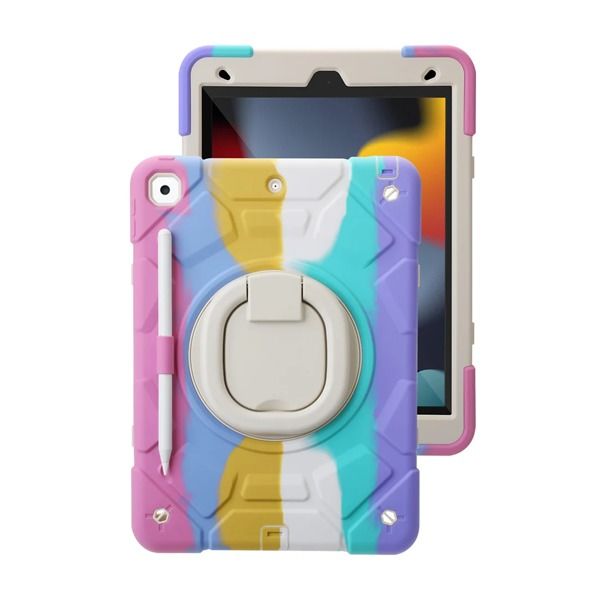 Multi-Functional iPad 10.2 Drop & Shock Proof Case Rainbow