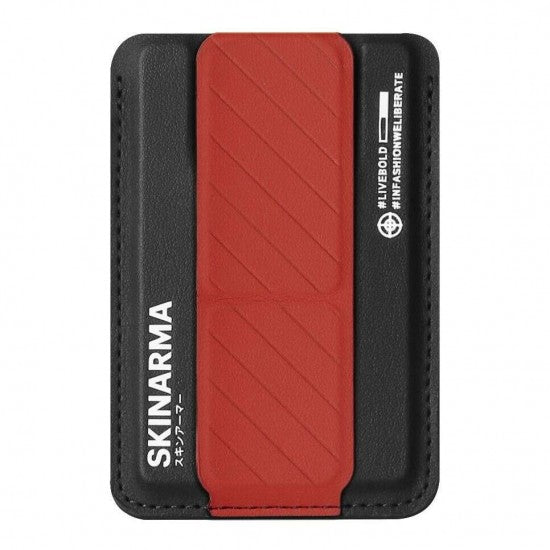 SkinArma Mag-Charge Card Holder With Grip Stand | Black / Red