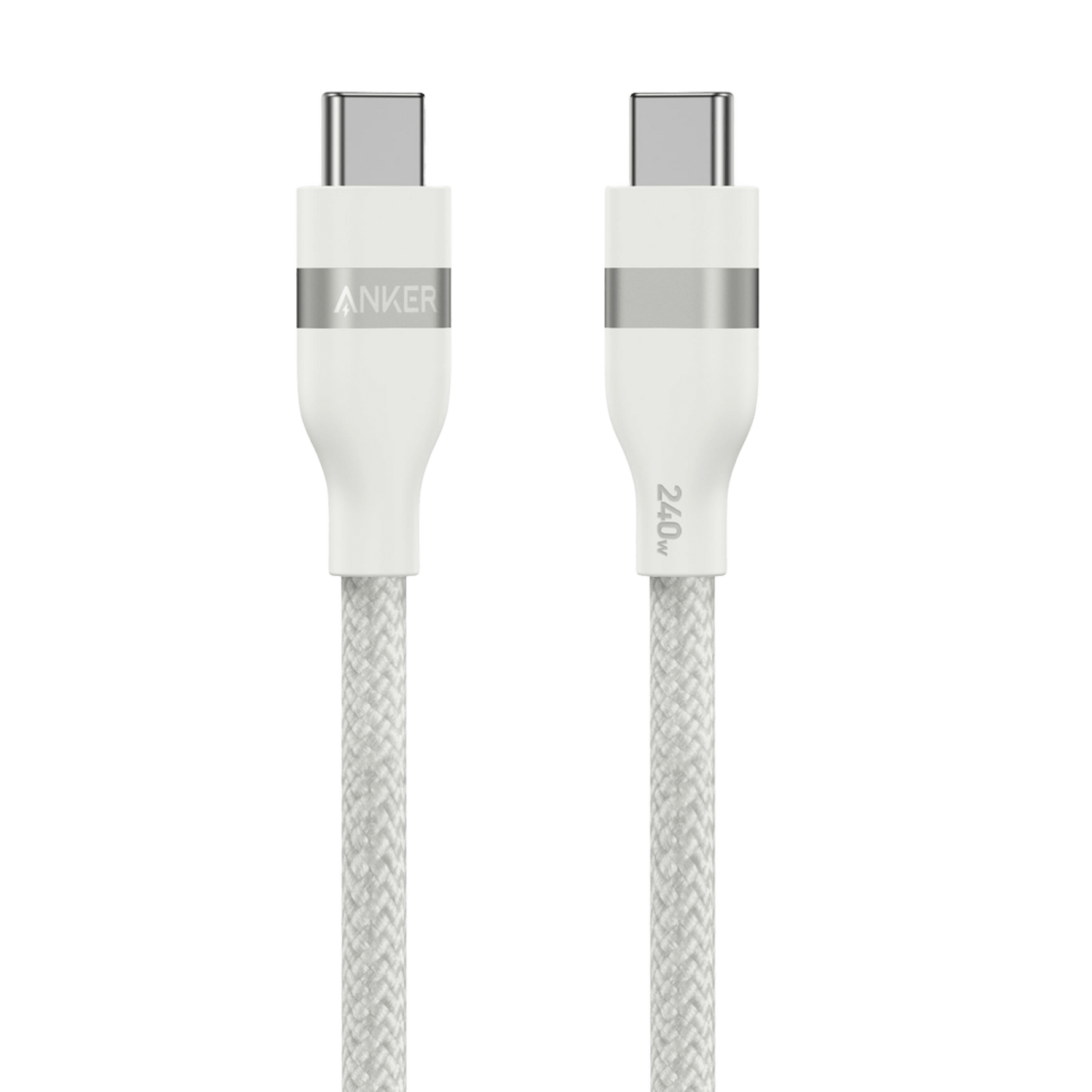 كيبل أنكر USB-C إلى USB-C بقدرة 240 واط – مضفر معاد التدوير للشحن السريع بطول 0.9 متر (3 أقدام)| أبيض
