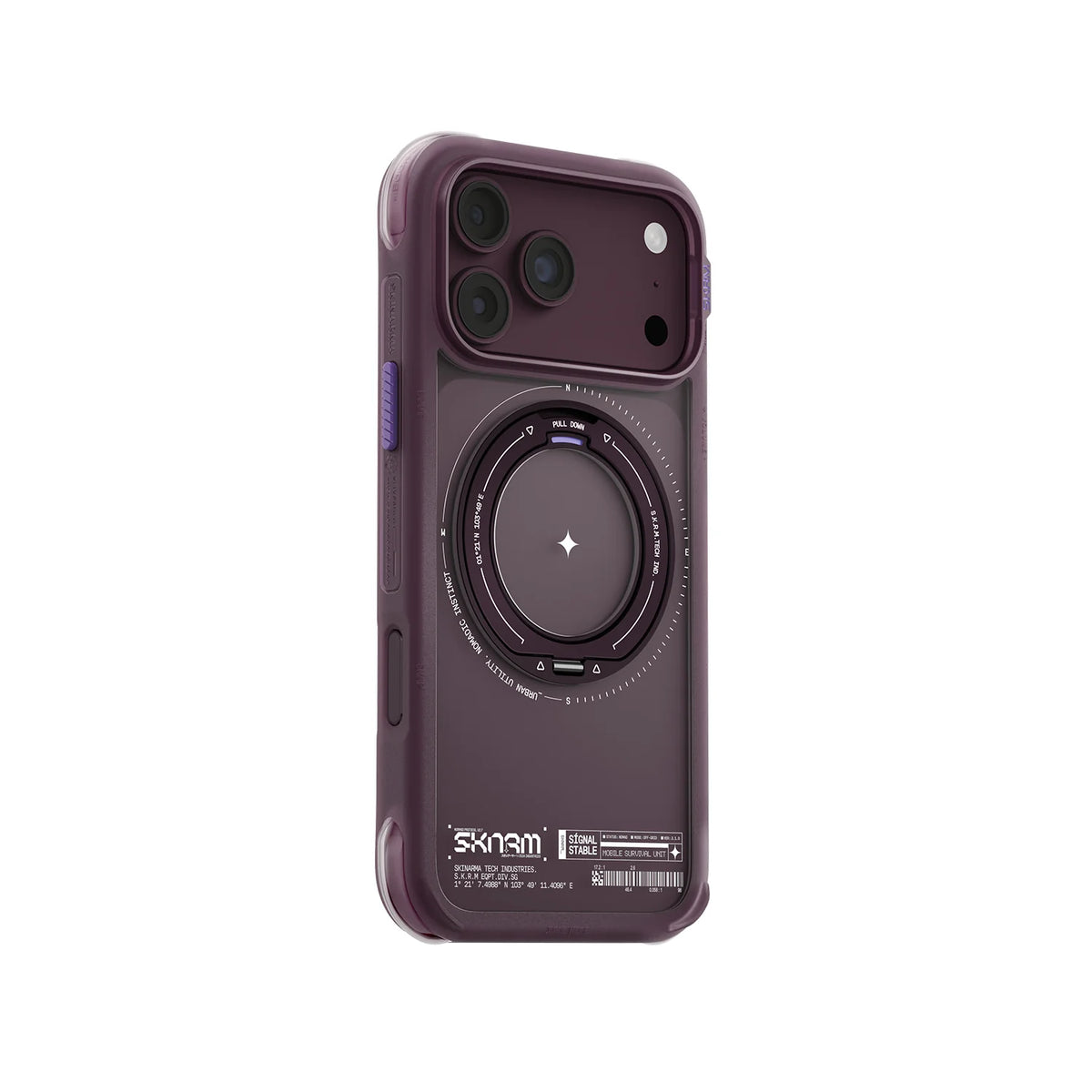 كڤر حماية SKINARMA ATLAS  مع MagSafe بحامل دوار لهاتف iPhone 18 Pro Max | عنابي