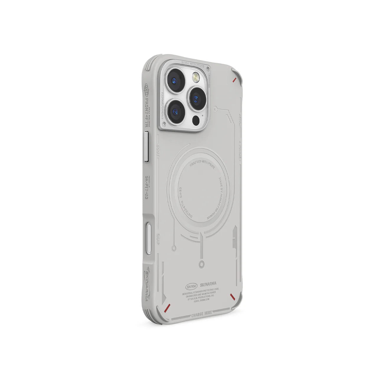 SkinArma iPhone 16 Pro Max Mecha MagSafe Case Light Grey