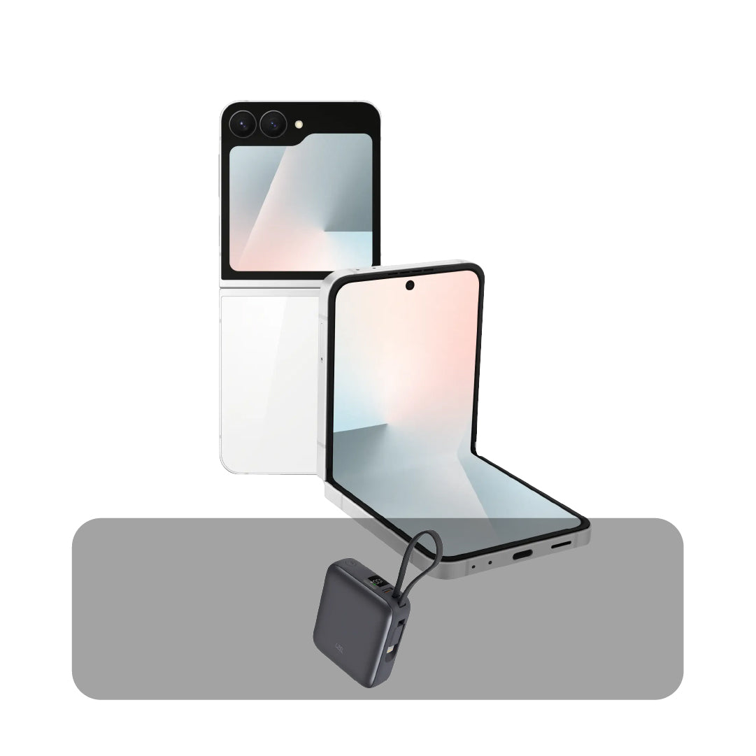 هاتف Samsung Galaxy Z Flip7 FE – رام 8GB، وتخزين 256GB + عرض الباندل | أبيض