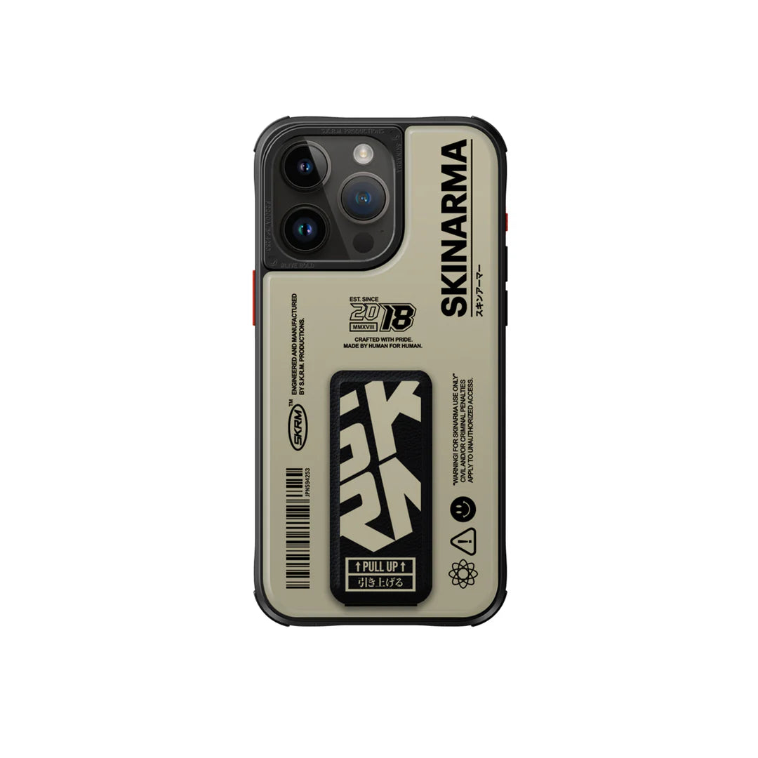 SkinArma iPhone 15 Pro Max Spunk MagSafe + Grip-Stand Case - Ivory