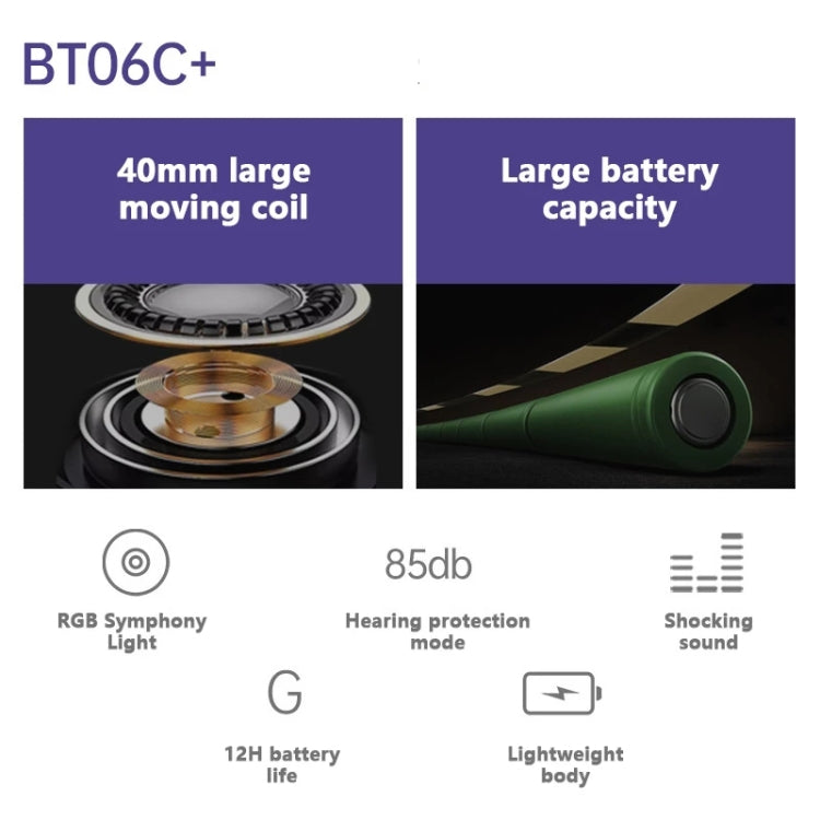 سماعات رأس لاسلكية تشيرفول آر جي بي كول أرجواني - BT06C+