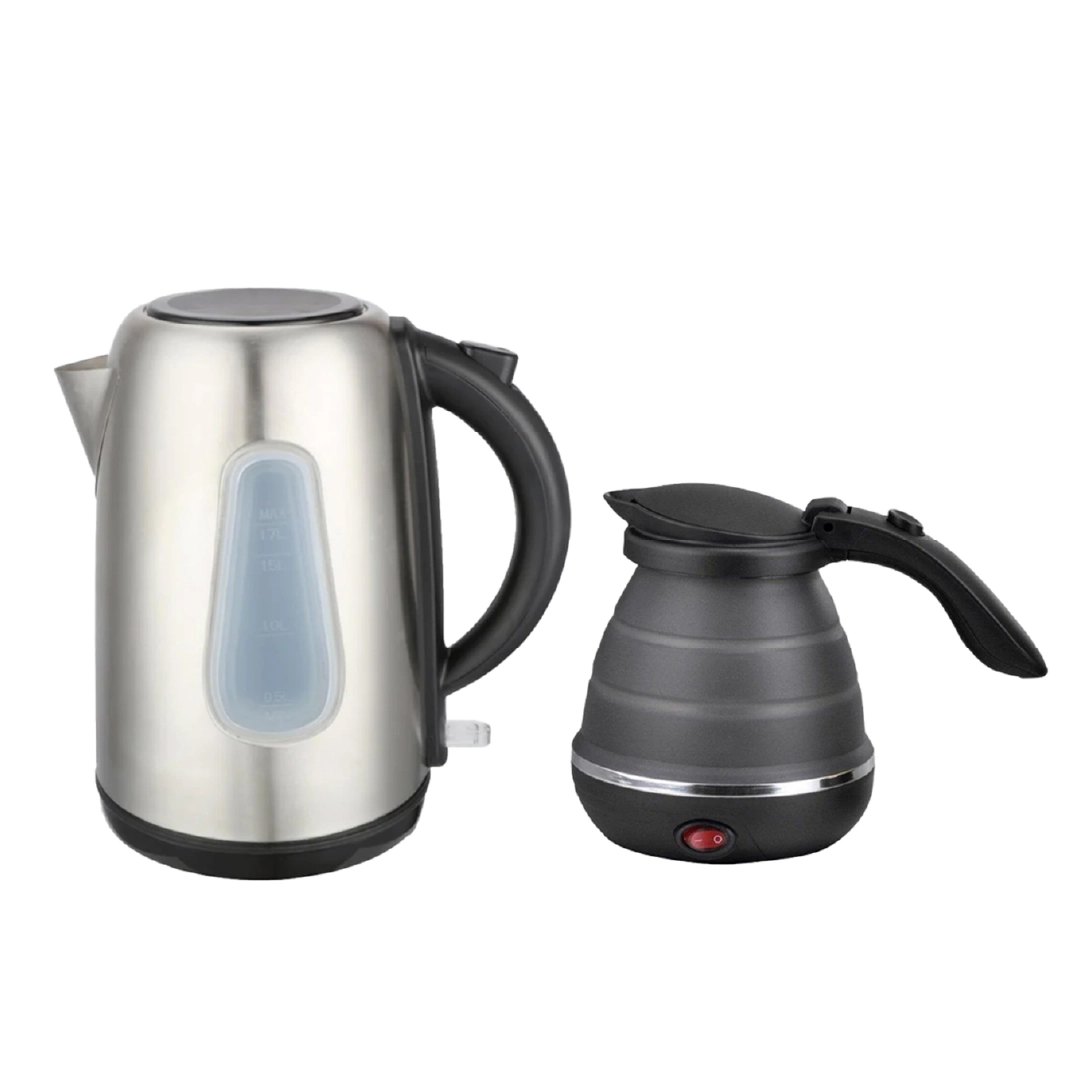 Eid Bundle - Wansa Electric Kettle 1.7L 2200W (Stainless Steel) + Wansa Travel Foldable Kettle 0.5L 750W
