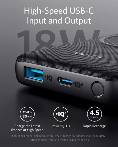 Anker PowerCore III 10,000mAh Wireless Portable Charger - Black Fabric | A1617H11