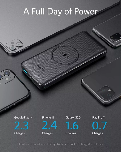 شاحن متنقل لاسلكي PowerCore III بسعة 10000 مللي أمبير من Anker | أسود