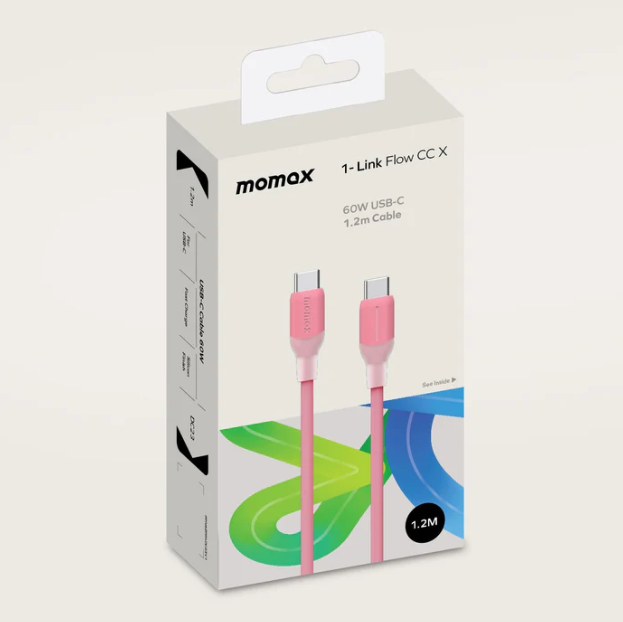 Momax 1-Link Flow CC X 60W USB-C Cable 1.2m | Pink