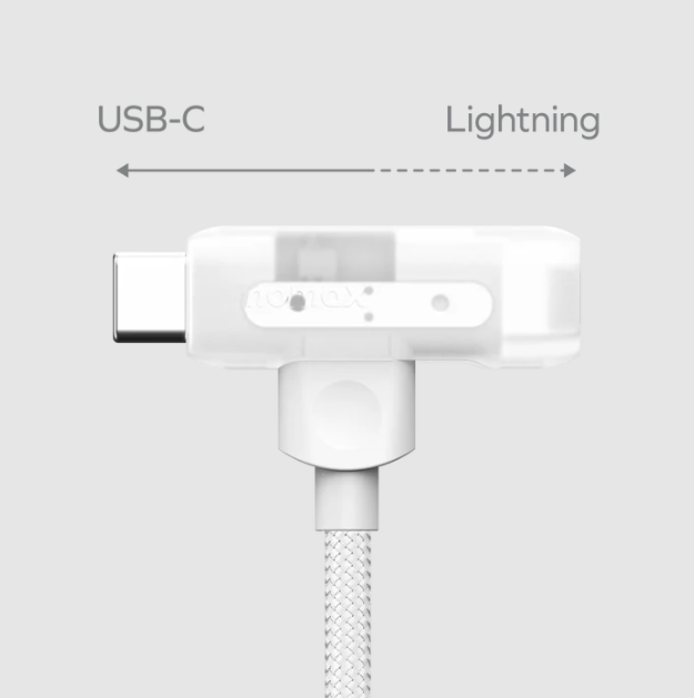 كابل مومكس 1-لينك فلو ديو 2 في 1 مضفر يو إس بي - سي إلى لايتنينغ 1.5 متر | أبيض