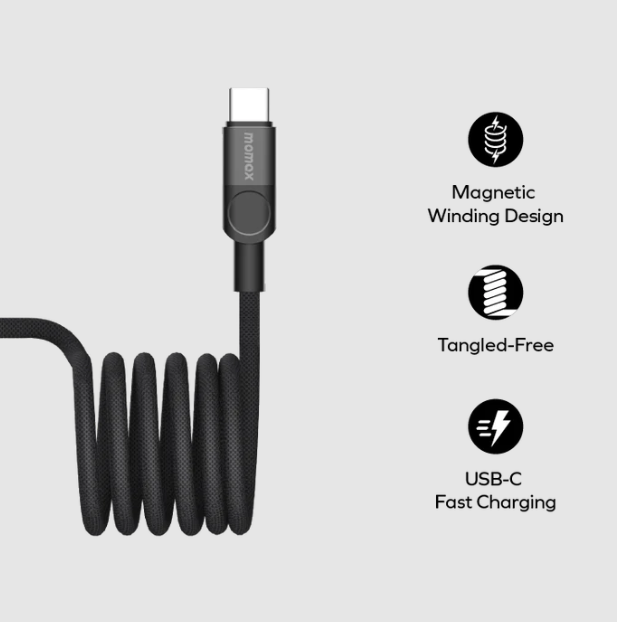 كيبل موماكس مغناطيسيUSB-C إلى USB-C أثنين متر | أسود