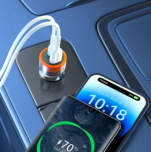 BWOO 38W USB-A+USB-C 2 in 1 Transparent Car Charger