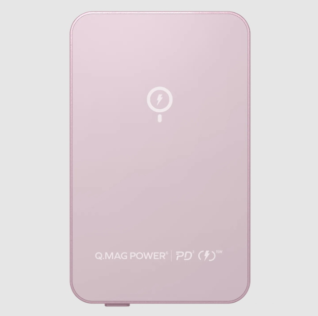 بطارية شحن متنقلة Q.Mag Power 6 وشحن لاسلكي بسعة 5000 مللي أمبير | وردي
