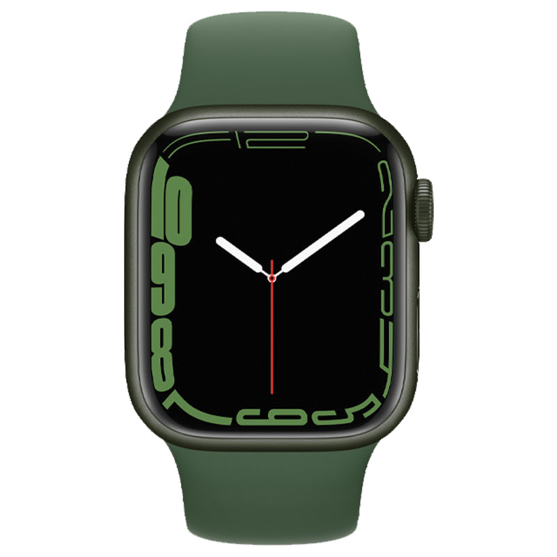 ساعة Apple Watch Series 7 GPS + Cellular مقاس 41mm بإطار من الألومنيوم لون Green وسوار Sport Band | اللون Clover – المقاس العادي.
