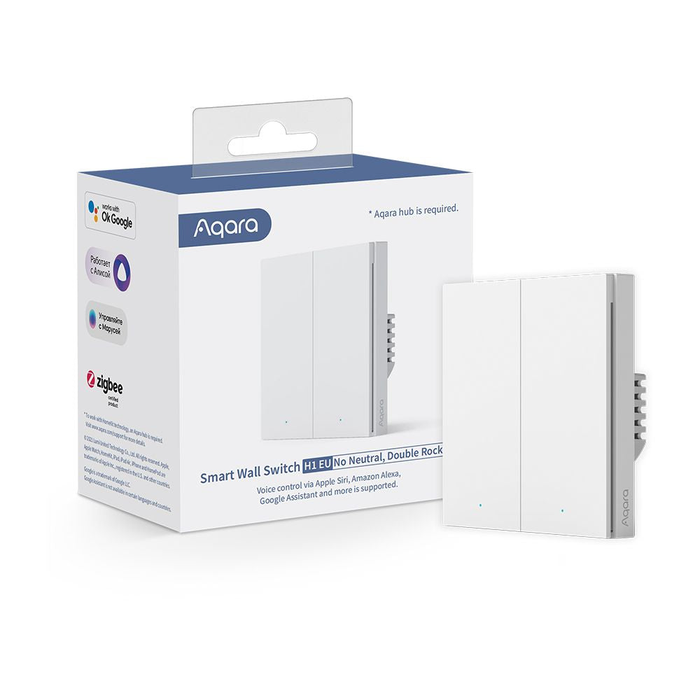 Aqara Smart Wall Switch H1 No Neutral Double Rocker WS-EUK02
