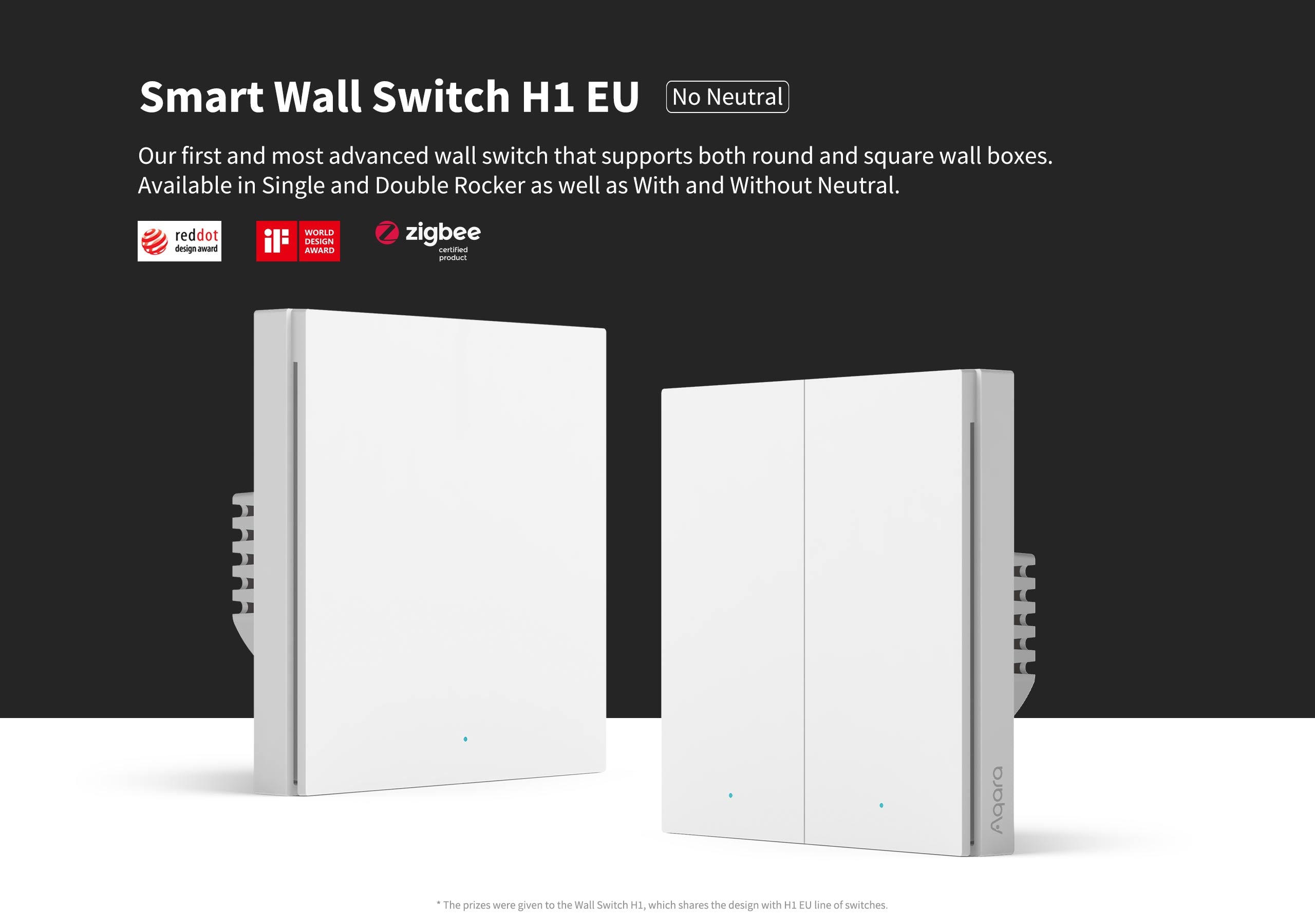 Aqara Smart Wall Switch H1 No Neutral Double Rocker WS-EUK02