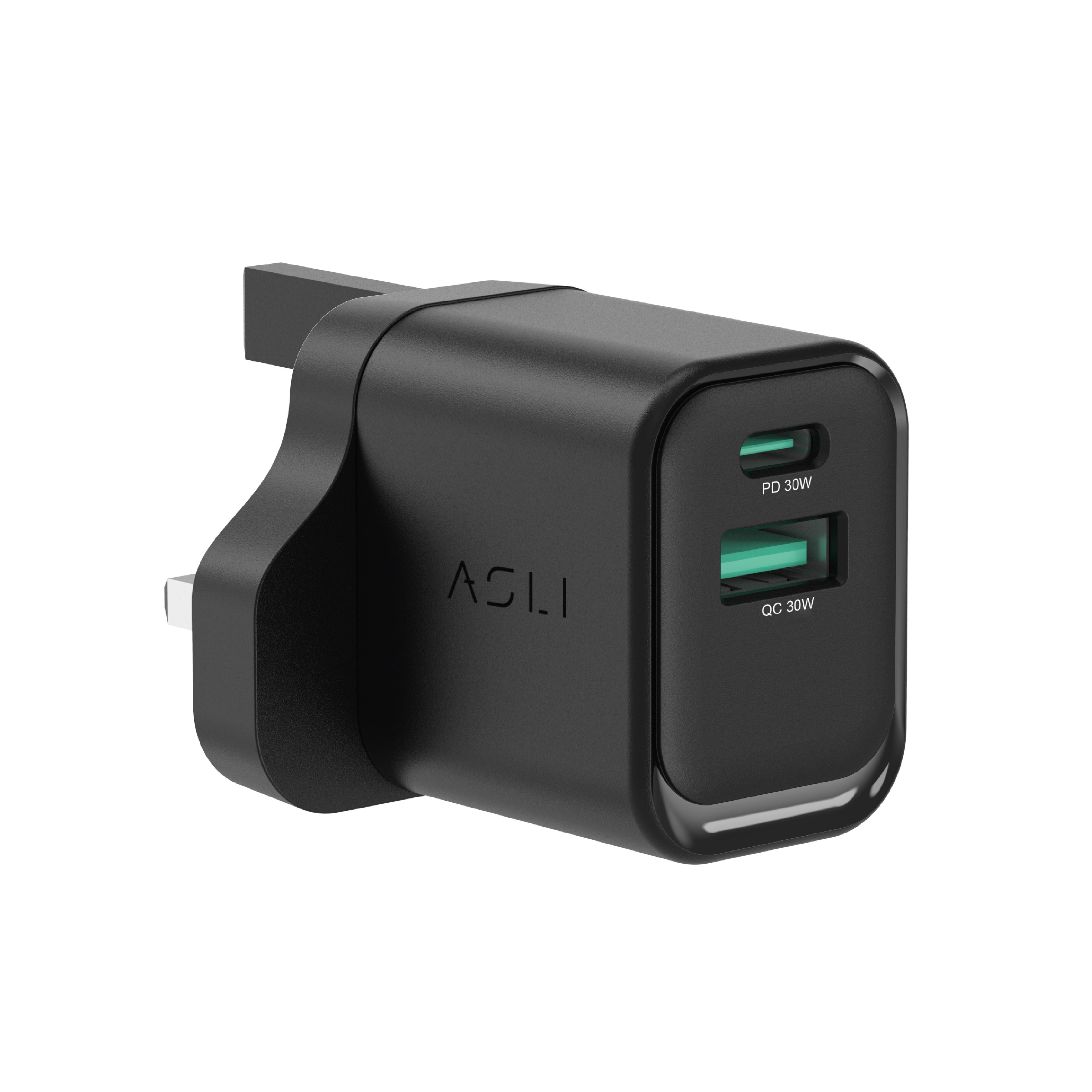 Asli Thundervolt Surge 33W Power Delivery Gan Dual USB Wall Charger Black