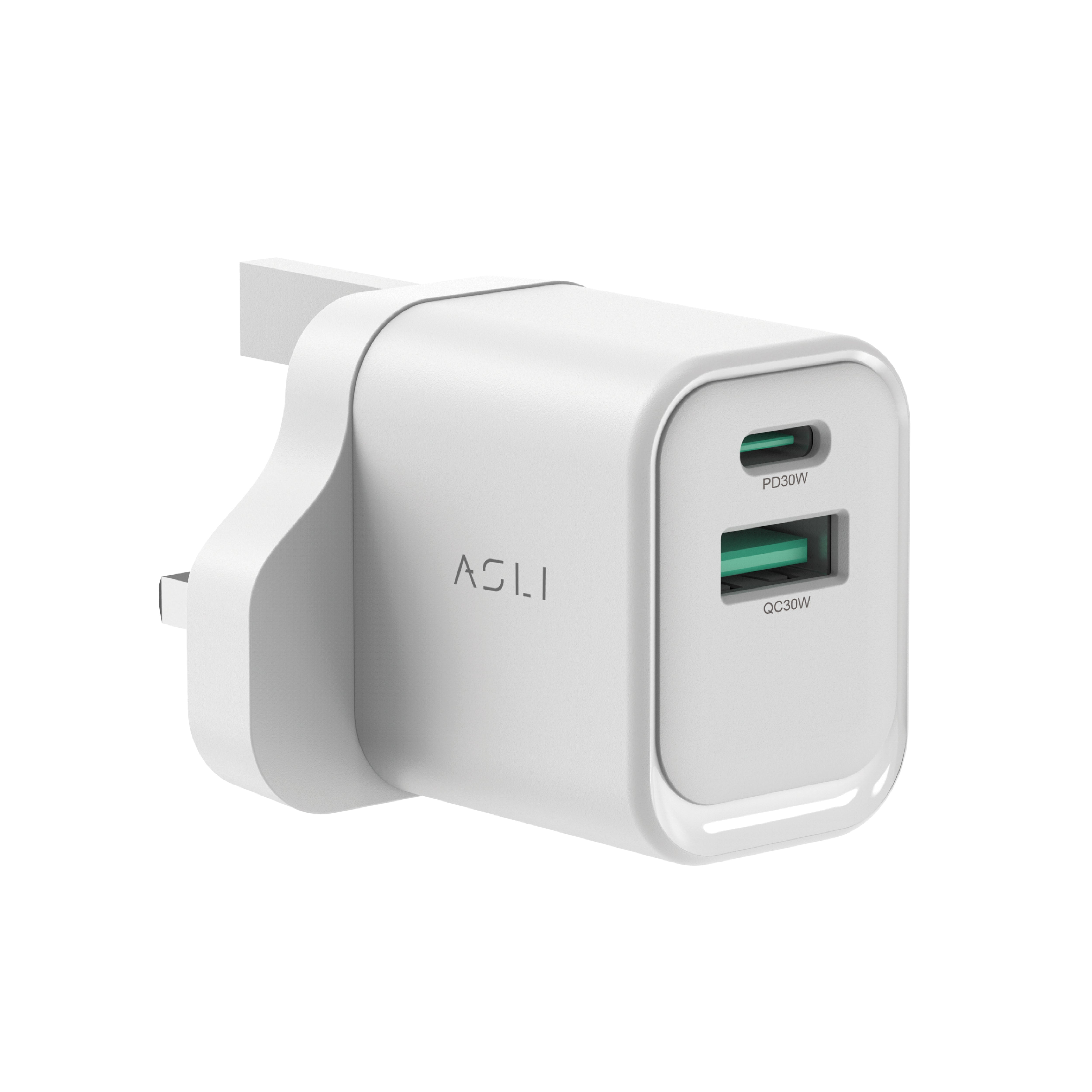 Asli Thundervolt Surge 33W Power Delivery Gan Dual USB Wall Charger White