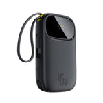 باور بانك Baseus EnerFill FC31 Qpow3 بشاشة رقمية مع كابلين USB-C مدمجين بسعة 10000mAh وقدرة 45 واط - أسود كوني