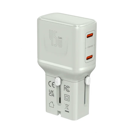 LZEL TravelPro Series Dual Port GaN Travel Wall Charger 45W I Dual Type-C Output I Global compatibility