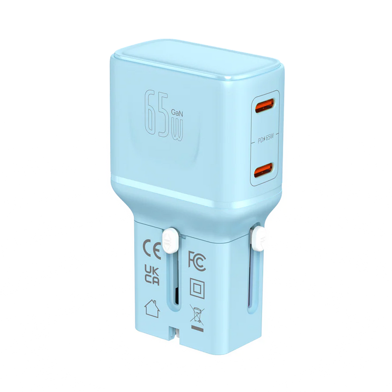 LZEL TravelPro Series Dual Port GaN Travel Wall Charger 65W I Dual Type-C Output I Global compatibility