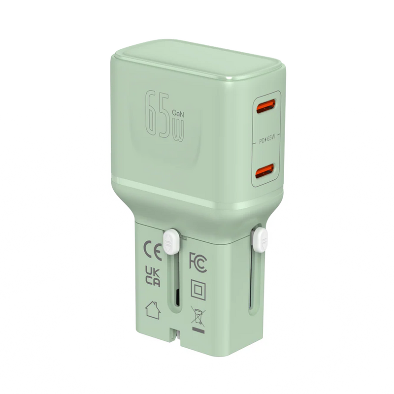 LZEL TravelPro Series Dual Port GaN Travel Wall Charger 65W I Dual Type-C Output I Global compatibility