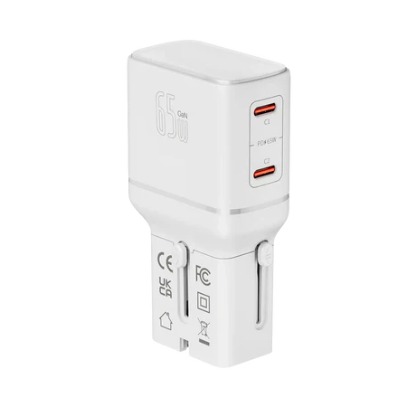 LZEL TravelPro Series Dual Port GaN Travel Wall Charger 65W I Dual Type-C Output I Global compatibility