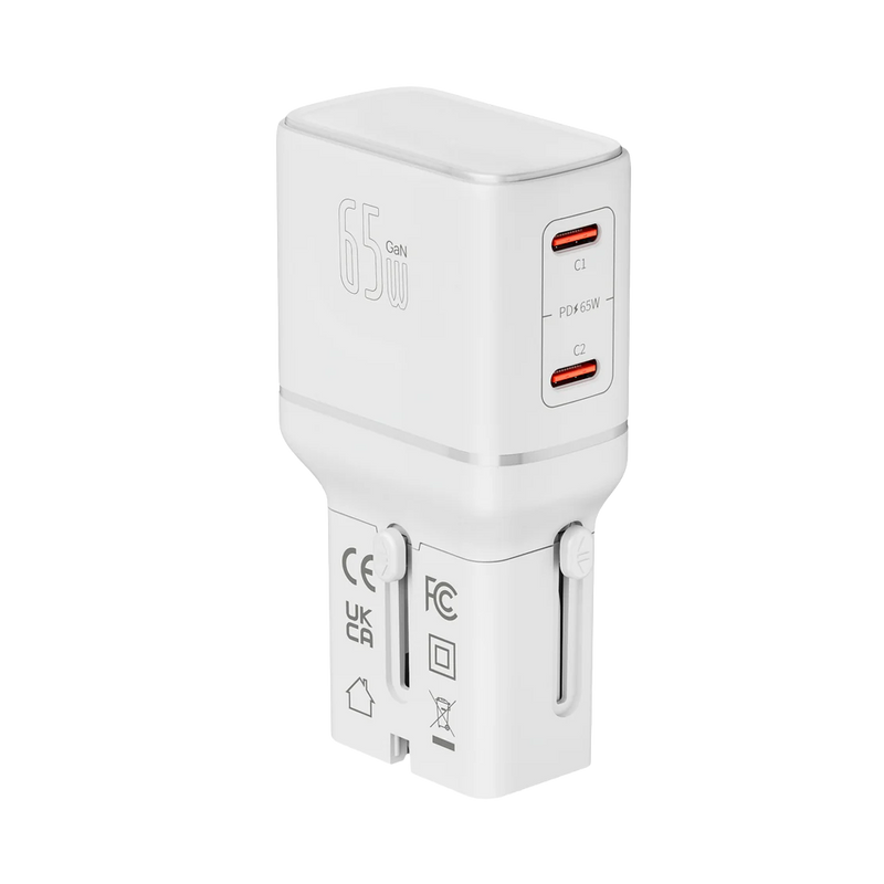 LZEL TravelPro Series Dual Port GaN Travel Wall Charger 65W I Dual Type-C Output I Global compatibility