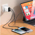 شاحن حائط فائق السرعة من ليزل  بقوة 67 واط بثلاث منافذ USB بتقنية GaN | أبيض