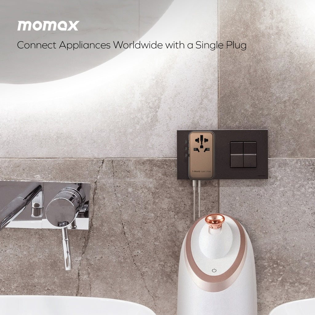 Momax 1-World 170W GaN 4-Port + AC Travel Adapter | Desert Titanium