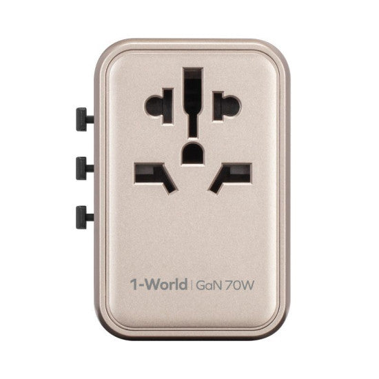 Momax 1- World 70W GaN 5 ports + AC Travel Adapter Titanium