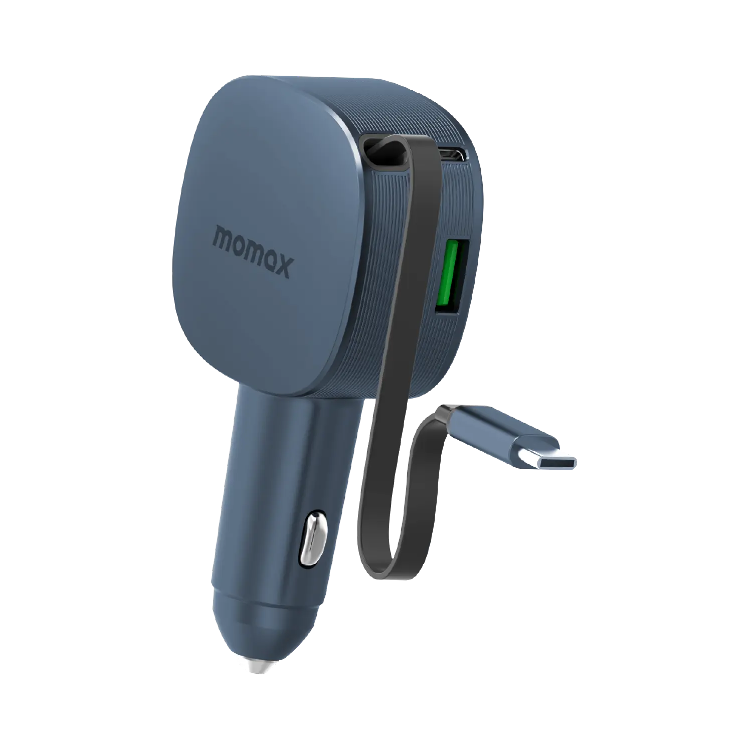 Momax 1-move 60w 2-port Car Charger Built-in Retractable Cable | Gray