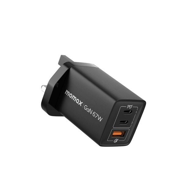 Momax ONEPLUG 67W 3-Port GaN Charger Black | UM30UKD