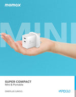 Momax OnePlug 2-Ports Mini GaN Charger 35W - 2 USB-C -PD | White