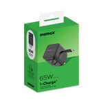 شاحن حائط 65w من Momax مع كيبل USB-C قابل للسحب | أسود