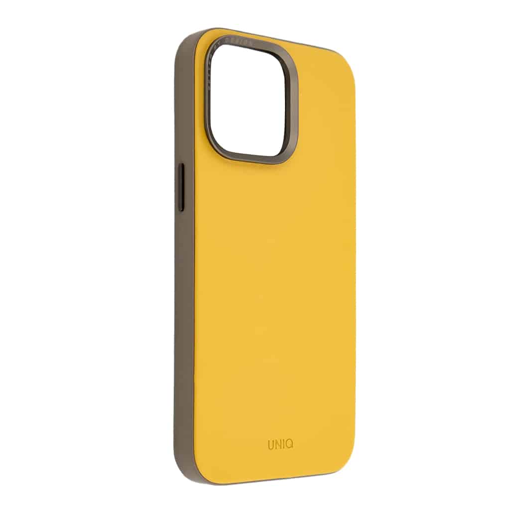 Uniq Lyden Leather Case For iPhone 15 Pro Yellow Flint | Grey