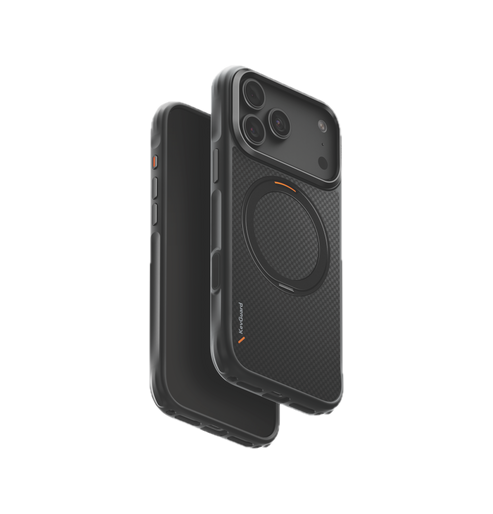 UNIQ KEVA MŌV Aramid Protection MagSafe Case with 360° Kickstand for iPhone 18 Pro Max | Carbon Black