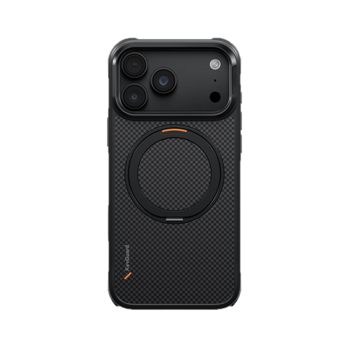UNIQ KEVA MŌV Aramid Protection MagSafe Case with 360° Kickstand for iPhone 18 Pro Max | Carbon Black