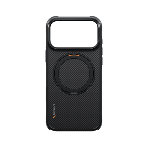 UNIQ KEVA MŌV Aramid Protection MagSafe Case with 360° Kickstand for iPhone 18 Pro Max | Carbon Black