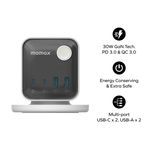 Momax 1-charge Work Flow 3-outlet Digital Display Power Cube With Usb  | White