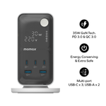 برج طاقة Momax 1-Charge Work Flow بستة منافذ مع شاشة رقمية وUSB |  أبيض