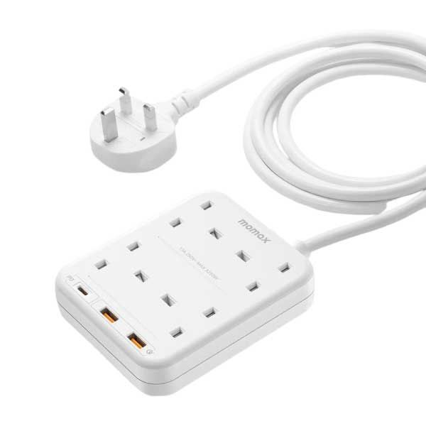 Momax Oneplug 4 Outlet Power Strip With Usb | White