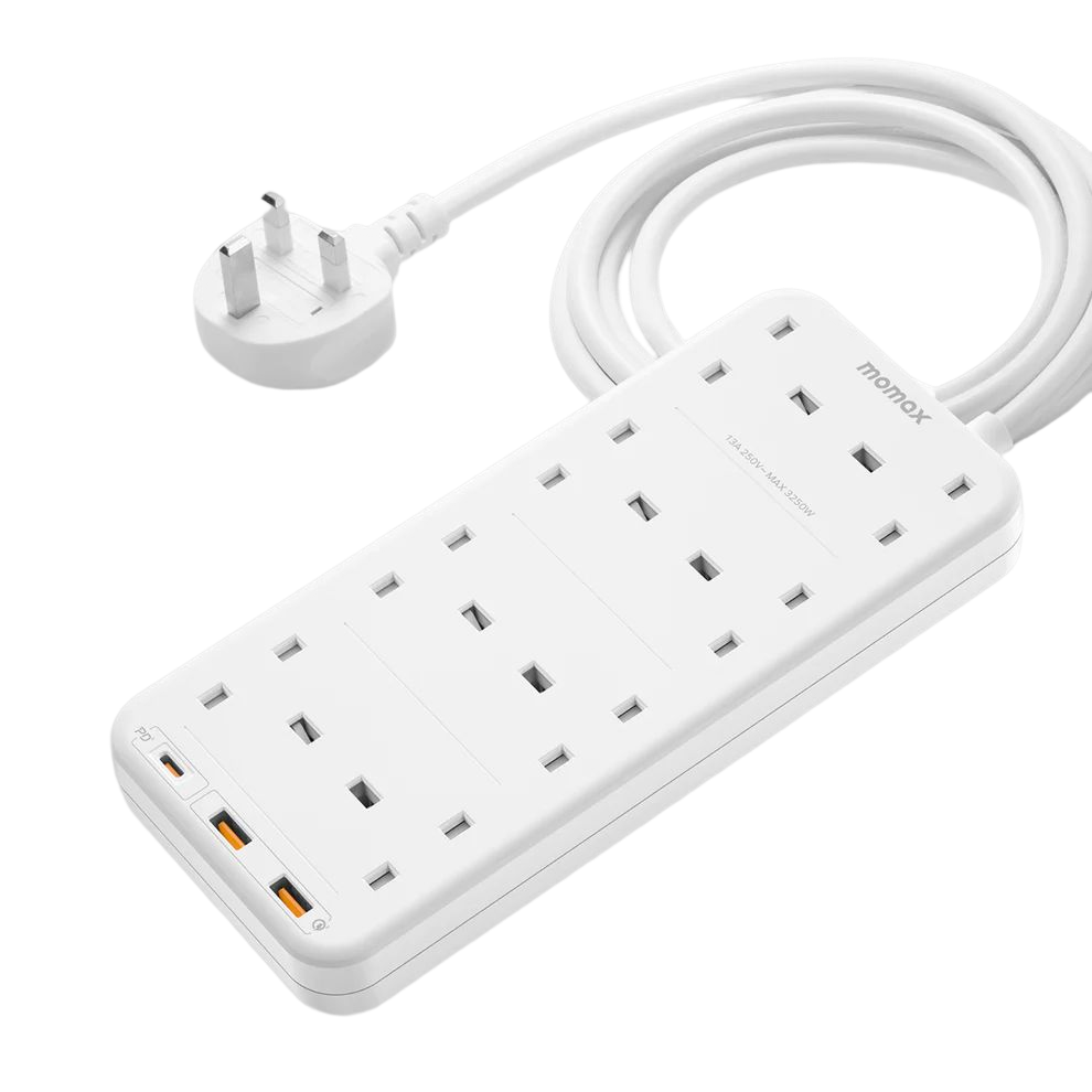 Momax OnePlug 8-Outlet Power Strip With USB White