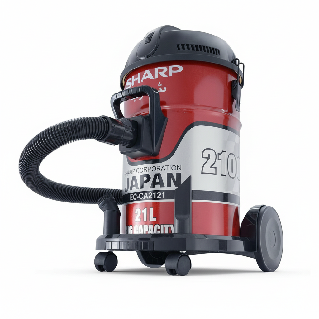 مكنسة كهربائية حوضية منSHARP سعة 21 لتر بقوة 2100 واط | أحمر