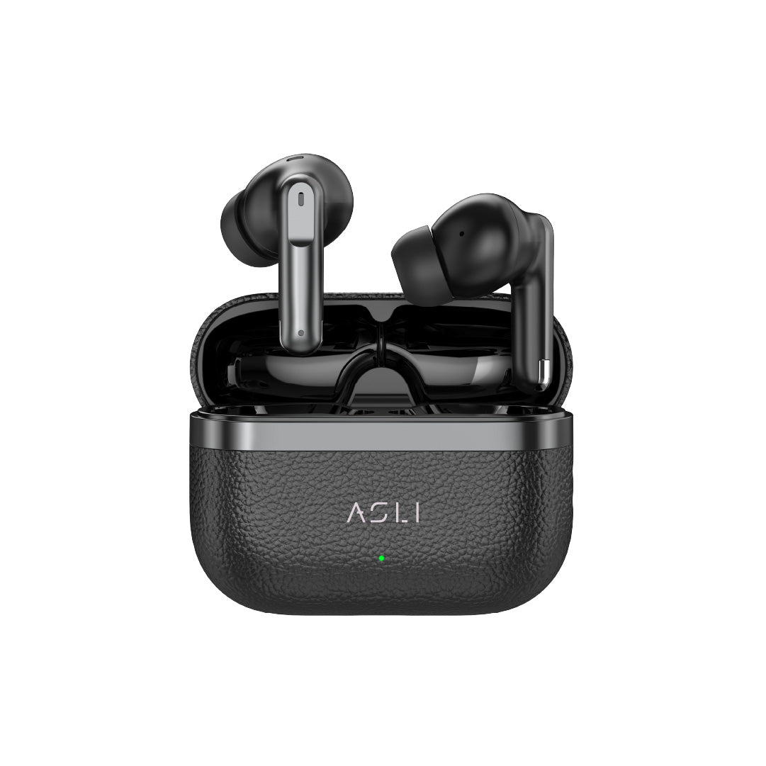Asli Global EcoPods Air TWS Wireless ANC Bluetooth Earbuds with Active Noise Cancellation | Black