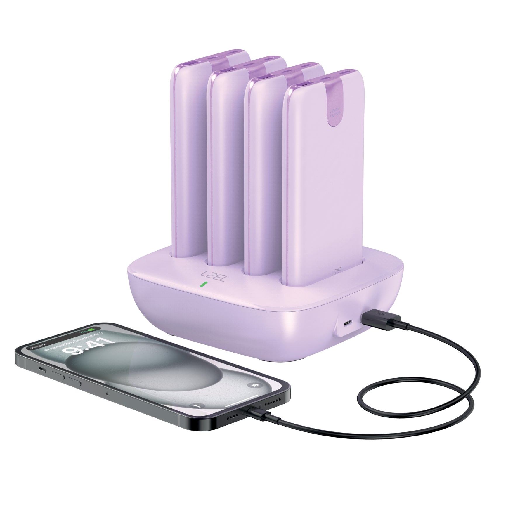 LZEL Quadra Energia Y Station 10000mAh Charging Station Built In Cable Lightning And Type-C | Purple